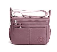 FANDARE Casual Schultertasche Damen Leichte Umhängetasche Wasserdicht Nylon für Sporttasche Arbeitstasche Reise Freizeit Crossbody Bag Rosa