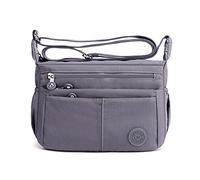 FANDARE Casual Schultertasche Damen Leichte Umhängetasche Wasserdicht Nylon für Sporttasche Arbeitstasche Reise Freizeit Crossbody Bag Grau