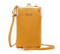 FANDARE Crossbody Tasche Damen Handy Umhängetasche Frauen Handytasche zum Umhängen Schultertasche PU Leder Portemonnaie Geldbörse mit Kartenfächer Mädchen Handtaschen Gelb