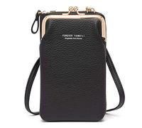 FANDARE Crossbody Tasche Damen Handy Umhängetasche Frauen Handytasche zum Umhängen Schultertasche PU Leder Portemonnaie Geldbörse mit Kartenfächer Mädchen HandtaschenSchwarz