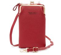 FANDARE Crossbody Tasche Damen Handy Umhängetasche Frauen Handytasche zum Umhängen Schultertasche PU Leder Portemonnaie Geldbörse mit Kartenfächer Mädchen Handtaschen rot