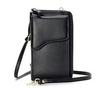 FANDARE Crossbody Tasche Damen Handy Umhängetasche Handytasche zum Umhängen Schultertasche PU Leder Portemonnaie Geldbörse mit Kartenfächer Mädchen Handtaschen Schwarz
