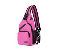 FANDARE Damen Brusttasche Klein Rucksack mit Kopfhörerloch Sling Bag Mädchen Schultertasche Crossbody Umhängetasche Reisen Wandern Sport Daypack Dauerhaft Polyester Lila