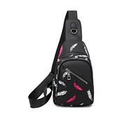 FANDARE Damen Brusttasche Mode Sling Bag Rucksack Mädchen Schultertasche Crossbody Umhängetasche Reisen Wandern Sport Fitness Daypack Dauerhaft Oxford-Stoff Feder A