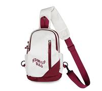 FANDARE Damen Brusttasche Umhängetasche Crossbody Bag Wasserabweisend Leicht 2-Farben-Design für Alltag Reisen Beruf Fashion Minimalistisch Weiß mit Rot