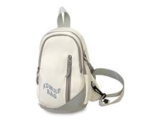 FANDARE Damen Brusttasche Umhängetasche Crossbody Bag Wasserabweisend Leicht 2-Farben-Design für Alltag Reisen Beruf Fashion Minimalistisch Weiß mit Grau