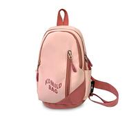 FANDARE Damen Brusttasche Umhängetasche Crossbody Bag Wasserabweisend Leicht 2-Farben-Design für Alltag Reisen Beruf Fashion Minimalistisch Rosa