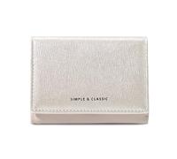 FANDARE Damen Geldbeutel Abendtasche Veganes Leder Geldbörse Funkelndes Perlmutt Portemonnaie mit 7 Kartenfächern Elegante Abendhandtasche für Business, Reise, Abend Wallet Beige Weiß