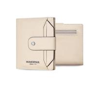 FANDARE Damen-Geldbörse aus Echtleder mit RFID Schlanke Clutch mit Mehreren Kartenfächern, kompakter bifolder Kartenhalter, 11 Kartensteckplätze & 1 Geldschein-Fach für Alltag, Reisen Beige-Weiß