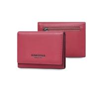 FANDARE Damen Geldbörse Geldbeutel mit RFID Blockierung, Klein Kurzformat Portemonnaie Frauen Leder Brieftasche mit 7 Kartenfächern, 1 Reißverschlussfach Klappverschluss-Kreditkartenetui Rot