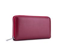 FANDARE Damen Geldbörse Leder Portmonee mit RFID Geldbörse Brieftasche Lange Portemonnaie Frauen Geldklammer Kreditkartenetui Geldbeutel Reise Wallet mit 36 * Kartensteckplätze Rot