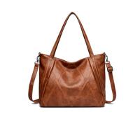 FANDARE Damen Handtasche Aktentasche für 12.9 Zoll Laptoptasche PU Leder Schultertasche Henkeltaschen Umhängetasche Große Shopper Tote Shopper Bag für Arbeit Schule Einkauf Messenger Bag Gelbbraun