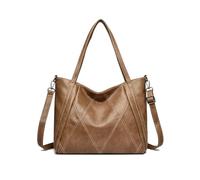 FANDARE Damen Handtasche Aktentasche für 12.9 Zoll Laptoptasche PU Leder Schultertasche Henkeltaschen Umhängetasche Große Shopper Tote Shopper Bag für Arbeit Schule Einkauf Messenger Bag Khaki