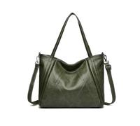 FANDARE Damen Handtasche Aktentasche für 12.9 Zoll Laptoptasche PU Leder Schultertasche Henkeltaschen Umhängetasche Große Shopper Tote Shopper Bag für Arbeit Schule Einkauf Messenger Bag Grün