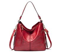 FANDARE Damen Handtasche Frauen Umhängetaschen Schultertasche PU Leder Tote Beutel Schultertasche für Mädchen Alltag Büro Schule Ausflug Shopper Hobo Tasche rot