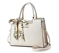FANDARE Damen Handtasche Große Henkeltaschen Elegante Schultertasche Umhängetaschen PU-Leder Tote Beutel mit Quaste für Arbeit Schule Shopper Reise Weiß