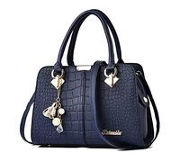FANDARE Damen Handtasche Umhängetasche Frauen Schulterbeutel Shopper Tote Reise Henkeltasche Schulterriemen Abendtasche Citytasche Wasserdicht PU Leder Blau B