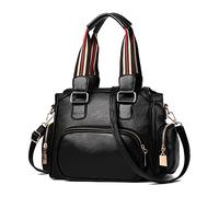 FANDARE Damen Handtasche Umhängetaschen Schultertasche PU-Leder Handtaschen Mit Mehreren Taschen Schulterhandtasche Henkeltaschen für Reisen Einkaufen Arbeiten Schwarz