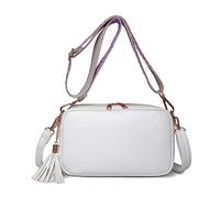 FANDARE Damen Handy Umhängetasche PU Leder Damen Handytasche zum Umhängen Schultertasche mit Zwei Schultergurte Frauen Handytasche Damentasche Reisen Einkaufen Crossbody Messenger Bag Weiss