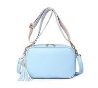FANDARE Damen Handy Umhängetasche PU Leder Damen Handytasche zum Umhängen Schultertasche mit Zwei Schultergurte Frauen Handytasche Damentasche Reisen Einkaufen Crossbody Messenger Bag Himmelblau
