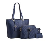 FANDARE Damen-Henkeltaschen Wasserdicht Handtasche Damen-Umhängetaschen 4-teiliges Set Damenhandtaschen PU-Leder für Reisen Einkaufen Arbeiten Verabreden verwendet Dunkelblau