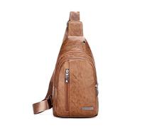 FANDARE Damen PU-Leder Brusttasche Umhängetasche Sling Crossbody Bag Herren Frauen Schultertaschen, Tagestaschen für Männer Frauen Reisen Outdoor Multipurpose Tagepacks Neues Gelbbraun