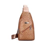 FANDARE Damen PU-Leder Brusttasche Umhängetasche Sling Crossbody Bag Herren Frauen Schultertaschen, Tagestaschen für Männer Frauen Reisen Outdoor Multipurpose Tagepacks Gelbbraun