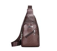 FANDARE Damen PU-Leder Brusttasche Umhängetasche Sling Crossbody Bag Herren Frauen Schultertaschen, Tagestaschen für Männer Frauen Reisen Outdoor Multipurpose Tagepacks Braun