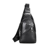 FANDARE Damen PU-Leder Brusttasche Umhängetasche Sling Crossbody Bag Herren Frauen Schultertaschen, Tagestaschen für Männer Frauen Reisen Outdoor Multipurpose Tagepacks Schwarz