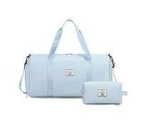FANDARE Damen Reisetaschen Herren Klassische Sporttaschen Handgepäck mit Kosmetiktasche Weekender Umhängetasche Übernachtung Kliniktasche Schwimmtasche Trainingstasche Tote Bag Hellblau