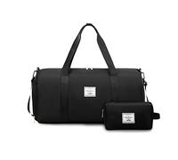 FANDARE Damen Reisetaschen Herren Klassische Sporttaschen Handgepäck mit Kosmetiktasche Weekender Umhängetasche Übernachtung Kliniktasche Schwimmtasche Trainingstasche Tote Bag Schwarz