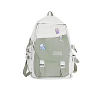 FANDARE Damen Rucksack 15.6 Zoll Laptopfach wasserdichte Polyester Rucksäcke für Frauen Alltag Reise Arbeit süß Pastellfarben Modern Minimalistisch Tragbar Grün