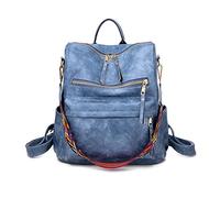 FANDARE Damen Rucksack 3 in 1 Handtasche Mädchen Schulranzen PU Leder Damen-Schultertaschen Handtaschen Schultertasche Reisetasche für Uni Reisen Freizeit Job Schule Büro Daypacks Blau