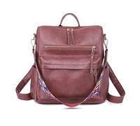 FANDARE Damen Rucksack 3 in 1 Handtasche Mädchen Schulranzen PU Leder Damen-Schultertaschen Handtaschen Schultertasche Reisetasche für Uni Reisen Freizeit Job Schule Büro Daypacks Weinrot