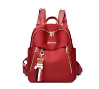 FANDARE Damen Rucksack Cityrucksack mit abnehmbaren Anhängern PU Leder Tagesrucksack für 12.9 Zoll Laptop Tägliche Handtasche Umhängetasche Schultertaschen Frauen Daypack Universität Reise Rot