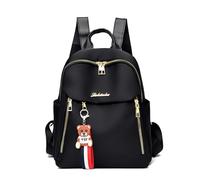 FANDARE Damen Rucksack Cityrucksack mit abnehmbaren Anhängern PU Leder Tagesrucksack für 12.9 Zoll Laptop Tägliche Handtasche Umhängetasche Schultertaschen Frauen Daypack Universität Reise Schwarz