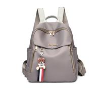 FANDARE Damen Rucksack Cityrucksack mit abnehmbaren Anhängern PU Leder Tagesrucksack für 12.9 Zoll Laptop Tägliche Handtasche Umhängetasche Schultertaschen Frauen Daypack Universität Reise Khaki