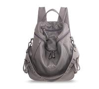 FANDARE Damen Rucksack Mode Schultertasche Wasserdicht Daypack Umhängetasche Mädchen Schultasche für Universität Einkaufen Arbeit Dating Freizeit Party Rucksäcke PU Grau