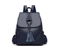FANDARE Damen Rucksack Quaste Cityrucksack PU Leder Tagesrucksack Stylische Vielseitige Umhängetasche Schultertaschen Frauen Mädchen Rucksackhandtasche Daypack Reise mit Mehreren Fächern Blau