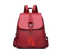 FANDARE Damen Rucksack Quaste Cityrucksack PU Leder Tagesrucksack Stylische Vielseitige Umhängetasche Schultertaschen Frauen Mädchen Rucksackhandtasche Daypack Reise mit Mehreren Fächern Rot