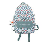 FANDARE Damen Rucksack wasserabweisendes Nylon Daypack mit 15.6 Zoll Laptopfach für Beruf Alltag & Reise Eleganter kariertes Design Rucksack Leicht & Stilvoll Grün