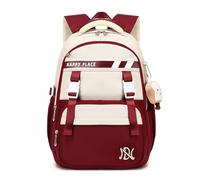 FANDARE Damen Schulrucksack Mädchen Teenager Rucksack Schule Junge Kinderrucksack Schultasche Daypack Tagesrucksack Uni Wasserdicht School Bag Rot
