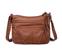 FANDARE Damen Umhängetasche Schultertasche Frauen Crossbody Bag Wasserdicht PU Leder Damentasche Schulterriemen Frauen Abendtasche Citytasche Reise HandtascheBraun