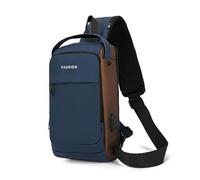 FANDARE Diebstahlschutz Brusttasche Herren Schultertaschen mit USB Sling Shoulder Bag Crossover Bag Große Kapazität Umhängetasche Männer Umhängetasche für Reise Schule Wandern City Bag Blau Gold