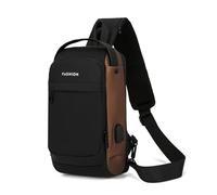 FANDARE Diebstahlschutz Brusttasche Herren Schultertaschen mit USB Sling Shoulder Bag Crossover Bag Große Kapazität Umhängetasche Männer Umhängetasche für Reise Schule Wandern City Bag Schwarz Gold