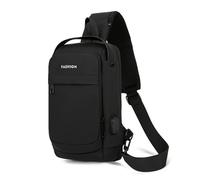 FANDARE Diebstahlschutz Brusttasche Herren Schultertaschen mit USB Sling Shoulder Bag Crossover Bag Große Kapazität Umhängetasche Männer Umhängetasche für Reise Schule Wandern City Bag Schwarz
