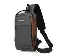 FANDARE Diebstahlschutz Brusttasche Herren Schultertaschen mit USB Sling Shoulder Bag Crossover Bag Große Kapazität Umhängetasche Männer Umhängetasche für Reise Schule Wandern City Bag Grau gold