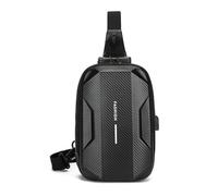 FANDARE Diebstahlschutz Brusttasche mit USB-Anschluss Herren Brusttasche Junge Sling Bag Wasserdichtes Eva Schultertaschen Brustbeutel Brustbag Umhängetasche für Reise Schule Wandern Schwarz