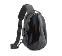FANDARE Diebstahlschutz Brusttasche Sling Daypacks mit USB-Ladeanschluss Schultertasche Crossbody Bag Umhängetasche Sporttasche Wasserdicht Daypacks für Herren Damen Reisen Wandern Hiking Schwarz