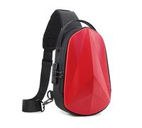 FANDARE Diebstahlschutz Brusttasche Sling Daypacks mit USB-Ladeanschluss Schultertasche Crossbody Bag Umhängetasche Sporttasche Wasserdicht Daypacks für Herren Damen Reisen Wandern Hiking Rot
